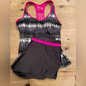 Gerry Women pink grey tankini swimsuit short  set watersports/gorpcore/vacation